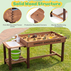 Sensory Table with Water Pump & Sink and 33 Sand Toys for Toddlers