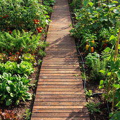 Set of 2 12 FT Wooden Garden Pathway Roll Out Decorative Cedar Straight Outdoor Walkway-Brown