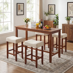 Set of 2 Backless Saddle Bar Stools with Nailhead Trim in Off White, 25 Inch Seat