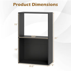 Set of 2 3-Tier Bookshelf with Open Storage Compartment and Freestanding Display Shelf-Black