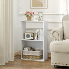 Set of 2 3-Tier Bookshelf with Open Storage Compartment and Freestanding Display Shelf-White