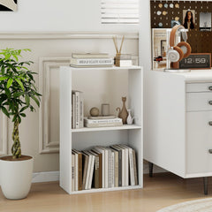 Set of 2 3-Tier Bookshelf with Open Storage Compartment and Freestanding Display Shelf-White