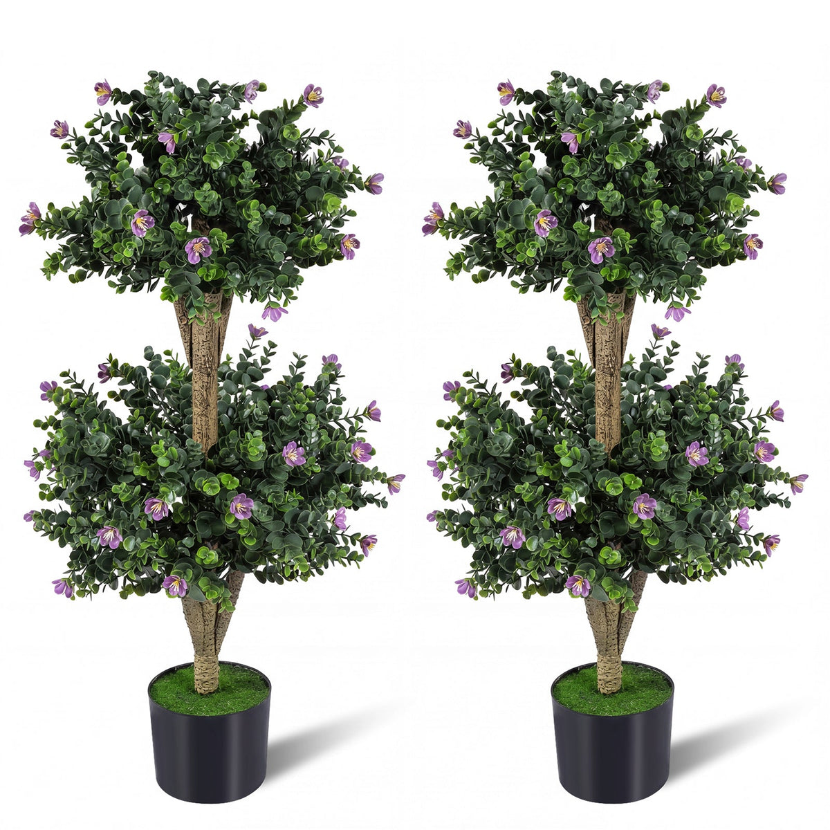 Set of 2 Faux Bush Plant with 41 Blossoms for Home