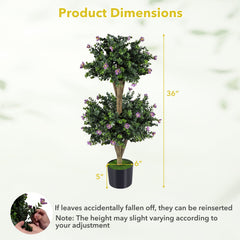Set of 2 Faux Bush Plant with 41 Blossoms for Home