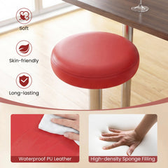 Set of 2 Backless Gas Lift Bar Stools in Red with Chrome Base, 25.5 to 33.5 Inch Seat