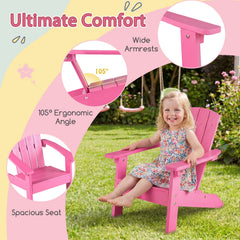 Set of 2 Kid's Adirondack Chair with with High Backrest and Armrests-Pink