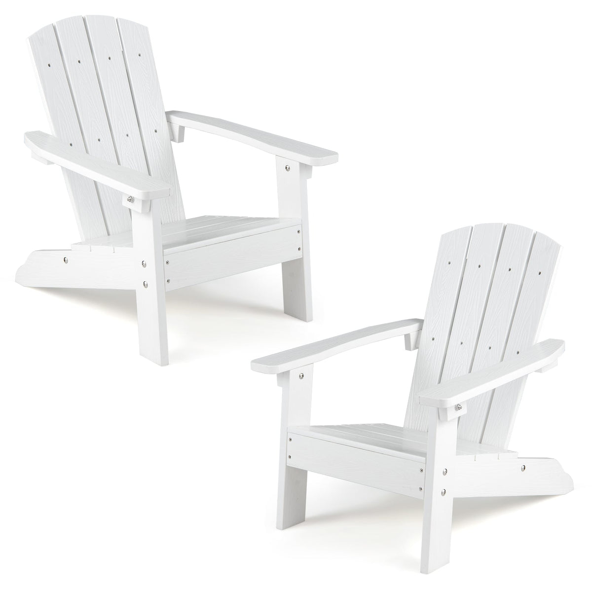 Set of 2 Kid's Adirondack Chair with with High Backrest and Armrests-White