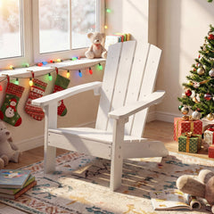 Set of 2 Kid's Adirondack Chair with with High Backrest and Armrests-White