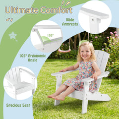 Set of 2 Kid's Adirondack Chair with with High Backrest and Armrests-White
