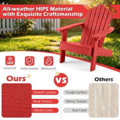 Set of 2 Kids Adirondack Chairs All-weather Outdoor Chairs for Children with Tilted High Backrest-Red