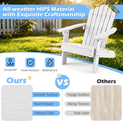 Set of 2 Kids Adirondack Chairs All-weather Outdoor Chairs for Children with Tilted High Backrest-White