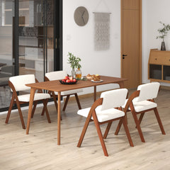 Set of 4 Folding Dining Chairs with Padded Back and Seat, Walnut Rubber Wood
