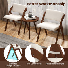 Set of 4 Folding Dining Chairs with Padded Back and Seat, Walnut Rubber Wood