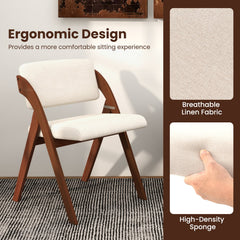 Set of 4 Folding Dining Chairs with Padded Back and Seat, Walnut Rubber Wood