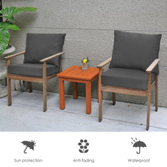 Set of 6 Deep Seat Chair Cushion Pads Set with Rope Belts for Indoor and Outdoor-Gray