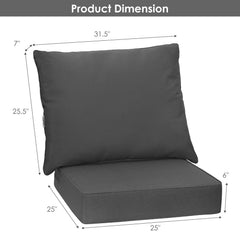 Set of 6 Deep Seat Chair Cushion Pads Set with Rope Belts for Indoor and Outdoor-Gray