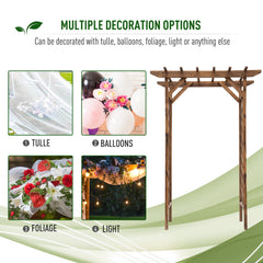79" Plant Trellis, Arched Garden Arbour with Pergola Style Roof, Fir Wood Frame for Climbing Vines