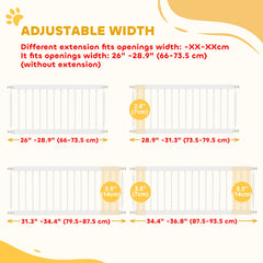 26"-37" Dog Gate, Adjustable Pet Gate, Fits 10" Tall with 2 Extension, Pressure Mount Kit for Stairs and Doorways, Black