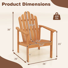3 Piece Stackable Acacia Wood Adirondack Chair Set with Side Table, Natural
