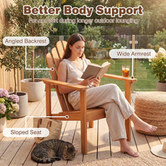 3 Piece Stackable Acacia Wood Adirondack Chair Set with Side Table, Natural