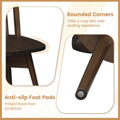 Set of 4 Swivel Windsor Dining Chairs with Spindle Back, Walnut Rubber Wood