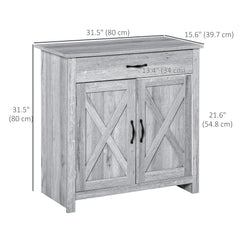 Farmhouse Sideboard Buffet Cabinet, Storage Cabinet with Barn Doors, Grey Grain