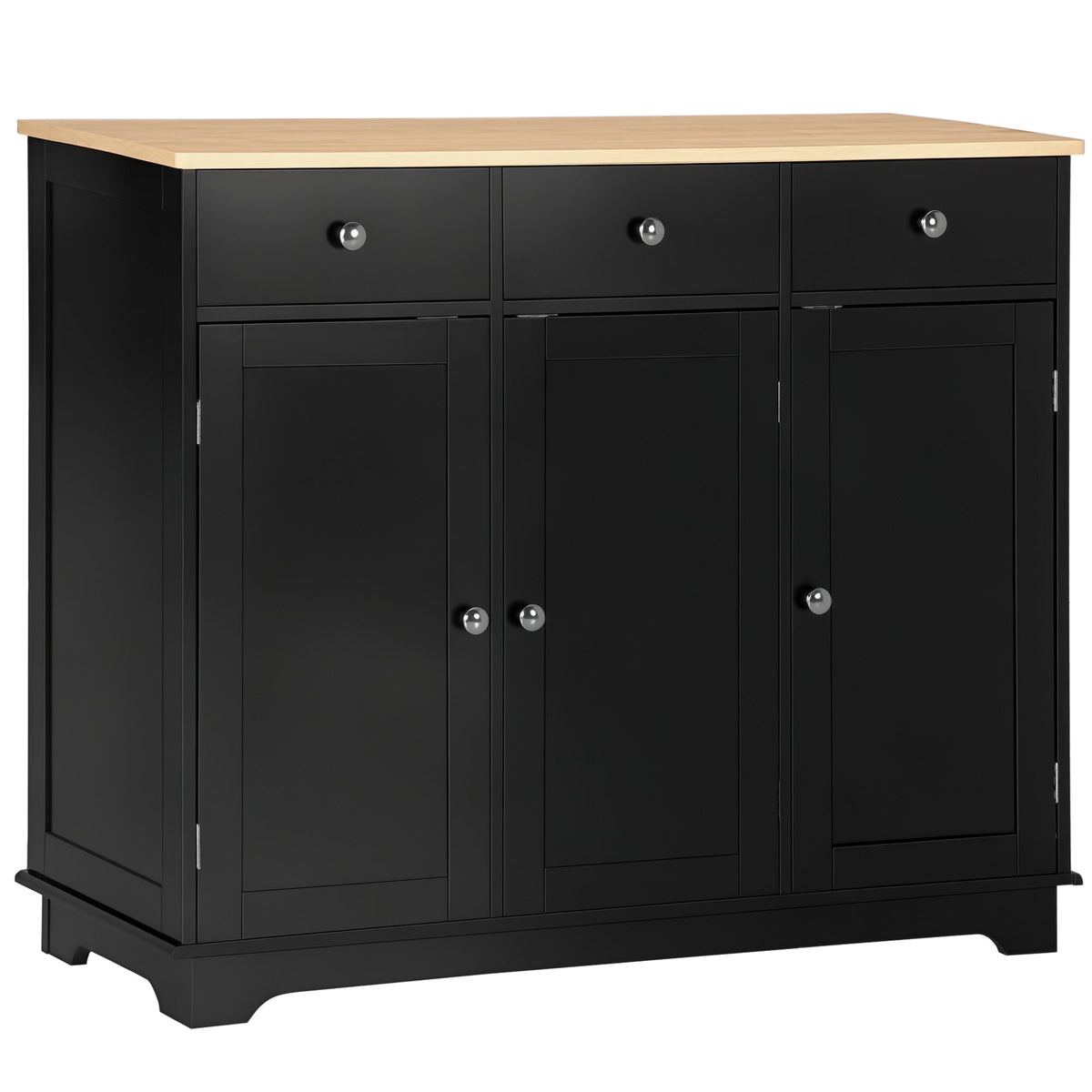 Modern Sideboard, Buffet Cabinet with Storage Cabinets, Drawers and Adjustable Shelves for Living Room, Black