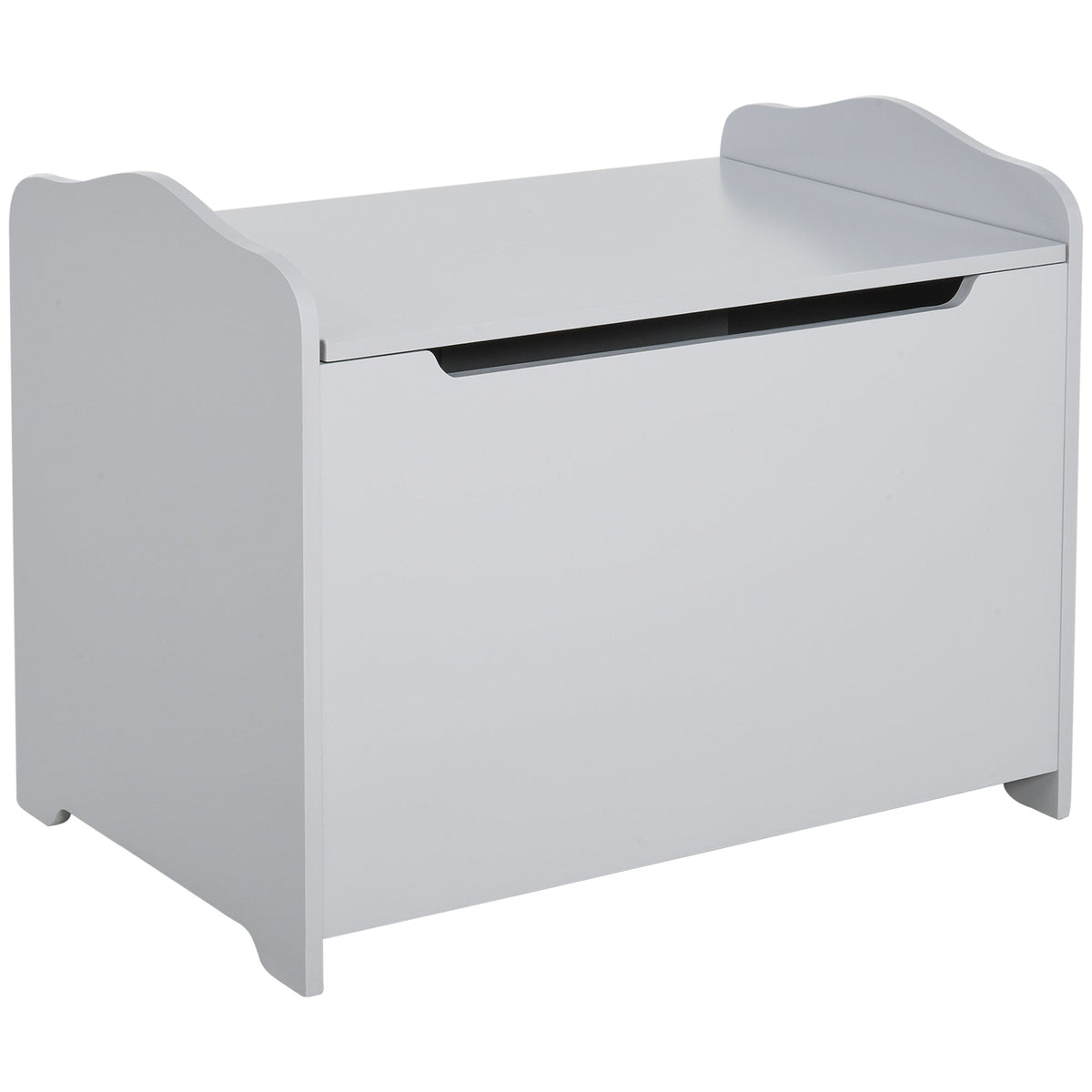 Kids Wooden Toy Storage Box Organizer Chest with Magnetic Hinge, Large Chest Space, & Groove Handle, Grey