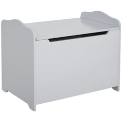 Kids Wooden Toy Storage Box Organizer Chest with Magnetic Hinge, Large Chest Space, & Groove Handle, Grey