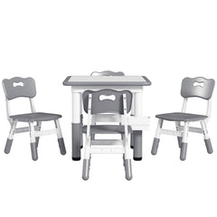 5 Pieces Toddler Table and Chair Set, Height Adjustable Activity Table and Chair Set for Nursery Classroom, Grey