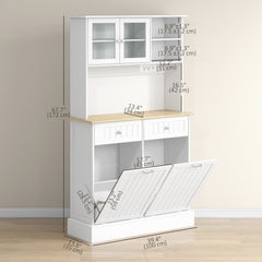 Kitchen Cabinet with Charging Station, 2 Tilt Out Cabinets, Microwave Stand, Freestanding Kitchen Pantry Cabinet, Black