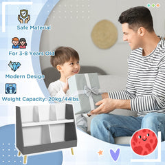 2 Tier Kids Toy Storage Organizer with 5 Compartments, Anti-tip Device, for Nursery, Playroom, Grey