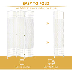 4 Panel Folding Room Divider, Portable Privacy Screen, Wave Fiber Room Partition for Home Office, Black