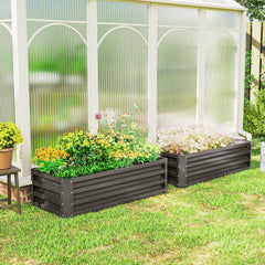 Galvanized Raised Garden Beds, Outdoor Planter Box, Set of 2, for Flowers, Herbs and Vegetables, Black