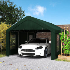 12 x 20ft Carport with 2 Roll-Up Doors, 4 Windows, Portable Garage with Removable Sidewalls for Car, Truck, Dark Grey