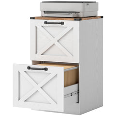 2 Drawer File Cabinet with Silent Slides, Vertical Farmhouse Filing Cabinet Fits Letter/A4 Size Home Office, Black