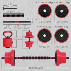 44lbs 4-in-1 Adjustable Weight Dumbbell Set, Barbell, Kettlebell, Push Up Stand, Green