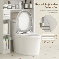 Modern Over the Toilet Storage Cabinet with 2 Doors, Above Commode Storage Cabinet with Toilet Paper Holder, Grey