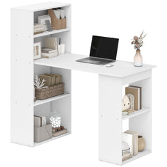 Modern Computer Desk with Storage Shelves, 47" Writing Table Workstation with Bookshelf for Home Office, Black