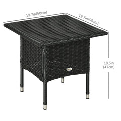 20" Patio Wicker Coffee Table, Outdoor Coffee Table with Plastic Board Underneath the Woven Tabletop for Patio, Garden, Balcony, Black