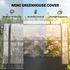 Raised Garden Bed with Flip-Up Greenhouse Cover, Metal Elevated Garden Bed with Legs and Drainage Hole, Black