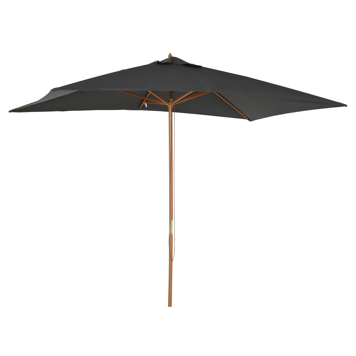 7' x 10' Wooden Patio Umbrella, Rectangle Garden Parasol, Outdoor Sunshade Canopy with Bamboo Ribs for Garden, Dark Grey