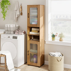 Tall Bathroom Storage Cabinet 67 Inches Freestanding Storage Organizer-Natural