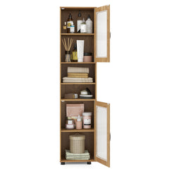 Tall Bathroom Storage Cabinet 67 Inches Freestanding Storage Organizer-Natural