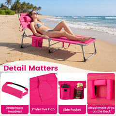 Folding Tanning Chair with Arm Cut Outs for Reading Face Down, Pink