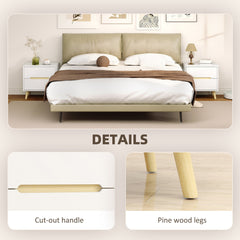 Nightstand, Bedside Table with 2 Drawers, Modern Side End Table with Solid Wood Legs for Bedroom, White