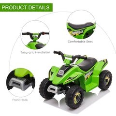 Kids Ride on ATV, 6V Battery Powered Quad Car with Forward, Reverse Switch, for Boys Girls 18-36 Months, Black