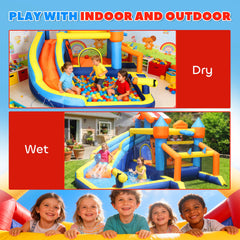 Bouncy Castle for Kids, Inflatable Bounce House with Slide, Pool (Ball Pit), Climbing Wall and Blower for Indoor Outdoor