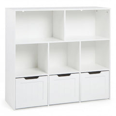 Toy Storage Organizer with 3 Movable Drawers and 5 Open Cubbies for Playroom-White