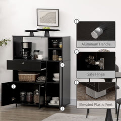 Compact Kitchen Pantry Cabinet Server Hutch Storage Buffet with Microwave Oven Stand Drawer and Shelves, White